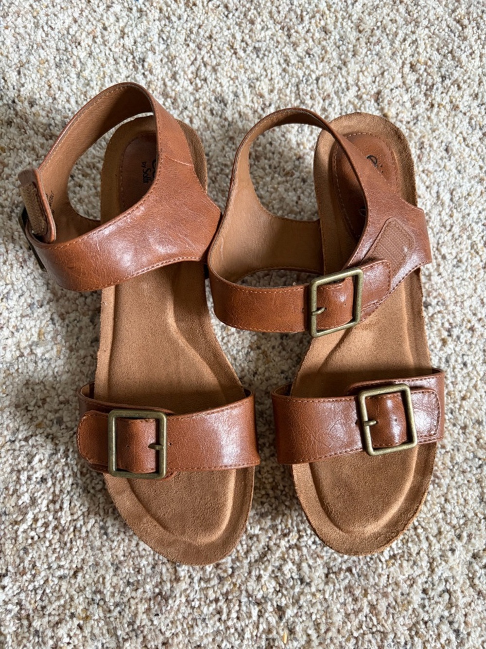 Classic Brown Buckle Leather Sandals - Women's Comfortable Straps